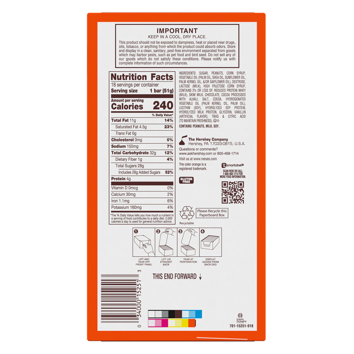 REESE'S FAST BREAK 1.8 oz Peanut Butter Nougat Bars — Pack of 18