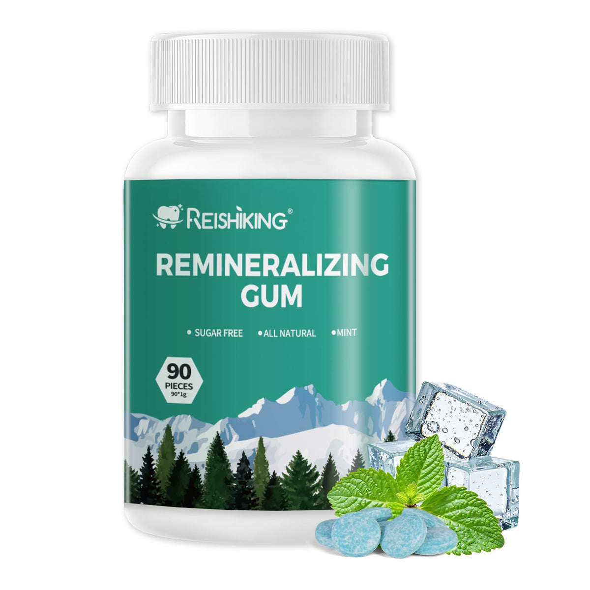REISHIKING Remineralizing Gum with Hydroxyapatite – 90 Mint Pieces