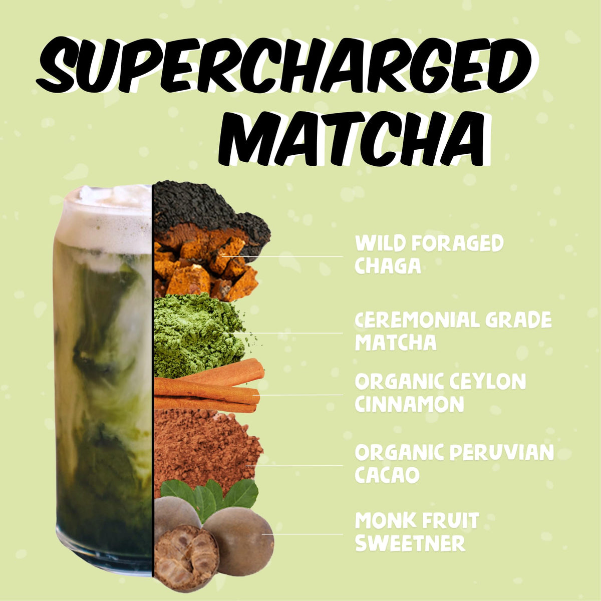 Renude Chaga Matcha - Ceremonial Matcha & Wild Chaga Powder for Energy & Adaptogens