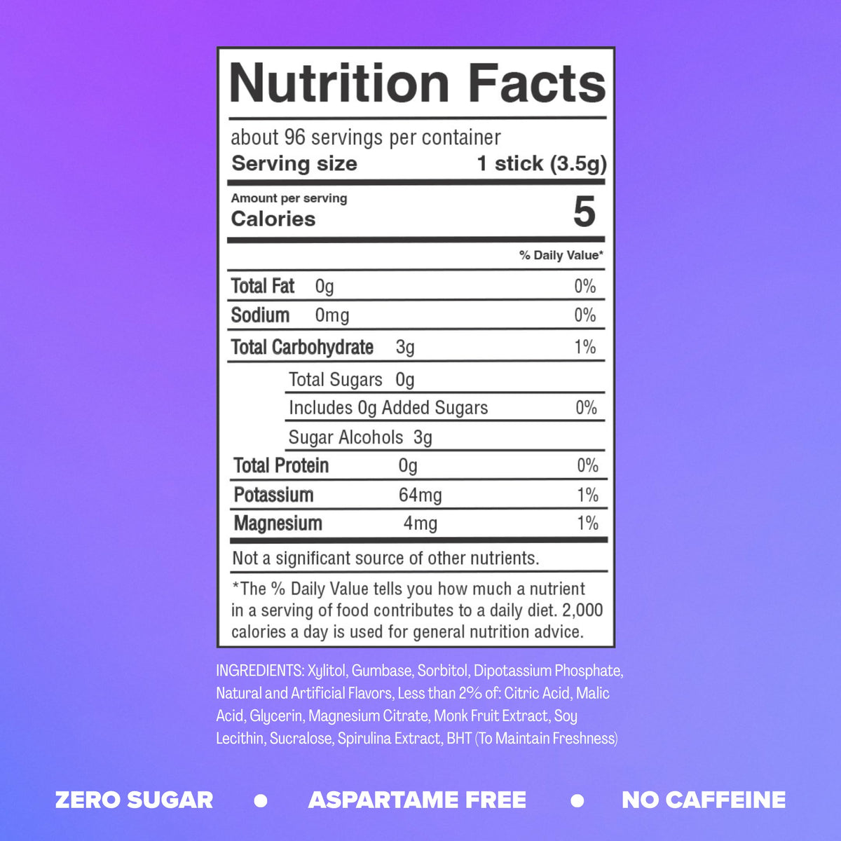 REV Electrolyte Gum Frost Berry – Sugar-Free, 12 Pack (96 Sticks)