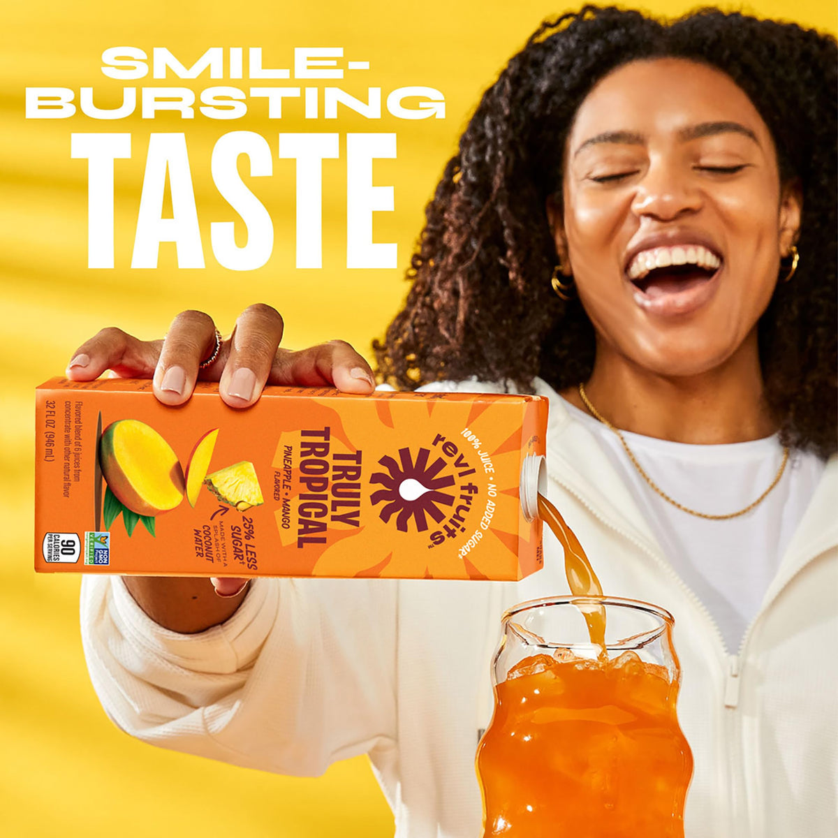 REVL FRUITS 100% Juice Pineapple Mango – Truly Tropical, No Added Sugar, 32 oz Carton Pack of 6