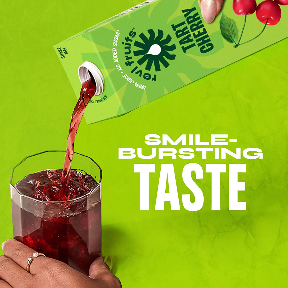 REVL FRUITS Tart Cherry 100% Juice — No Added Sugar (32 oz Carton, Pack of 6)