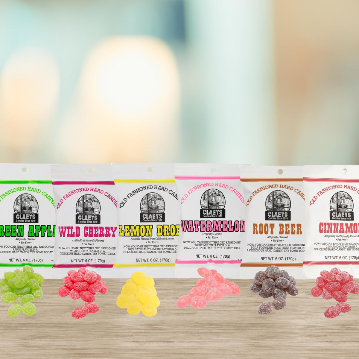 Claeys Old Fashioned Hard Candy Variety 6 Pack | 6 Flavors Since 1919 | Rex