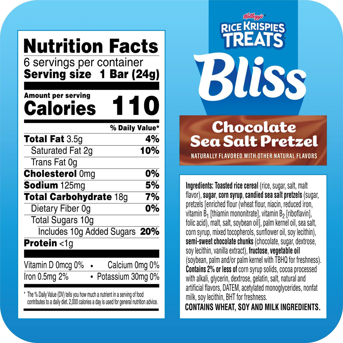 Rice Krispies Treats Bliss Chocolate Sea Salt Pretzel Bars – 6 Boxes, 36 Bars