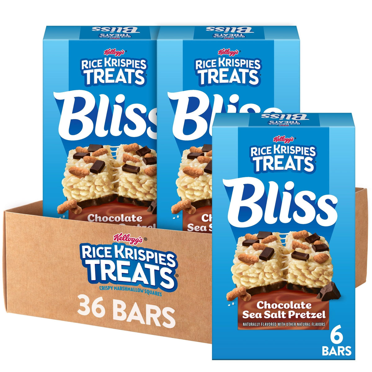 Rice Krispies Treats Bliss Chocolate Sea Salt Pretzel Bars – 6 Boxes, 36 Bars