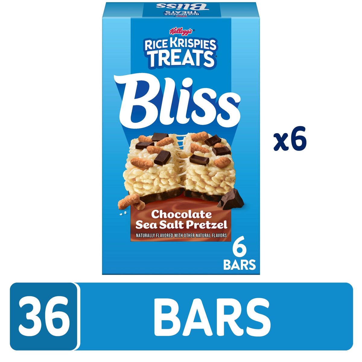 Rice Krispies Treats Bliss Chocolate Sea Salt Pretzel Bars – 6 Boxes, 36 Bars