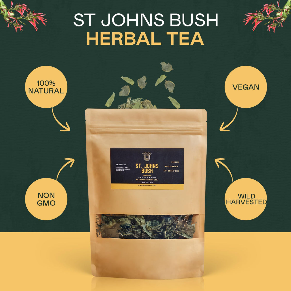 Rich Sol Foods St. John’s Bush Hormone Balance Tea for Women | Menstrual Relief & Fertility Support 44g
