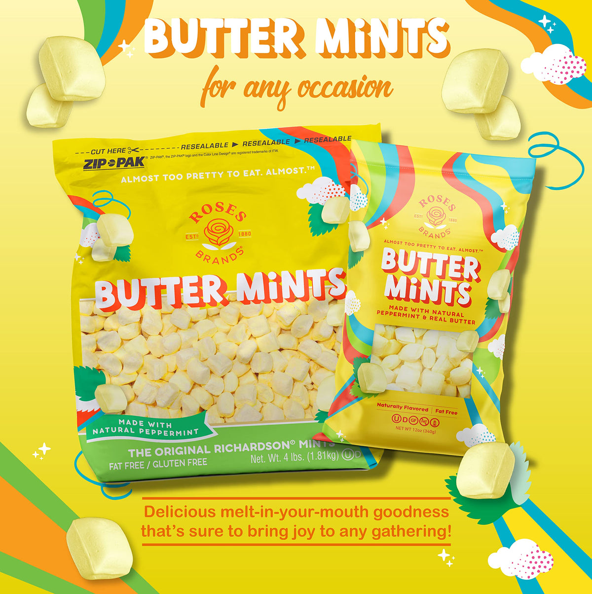 Richardson Roses Brands Butter Mints – 4 lbs (1-Pack) | Kosher, Non-GMO, Gluten-Free