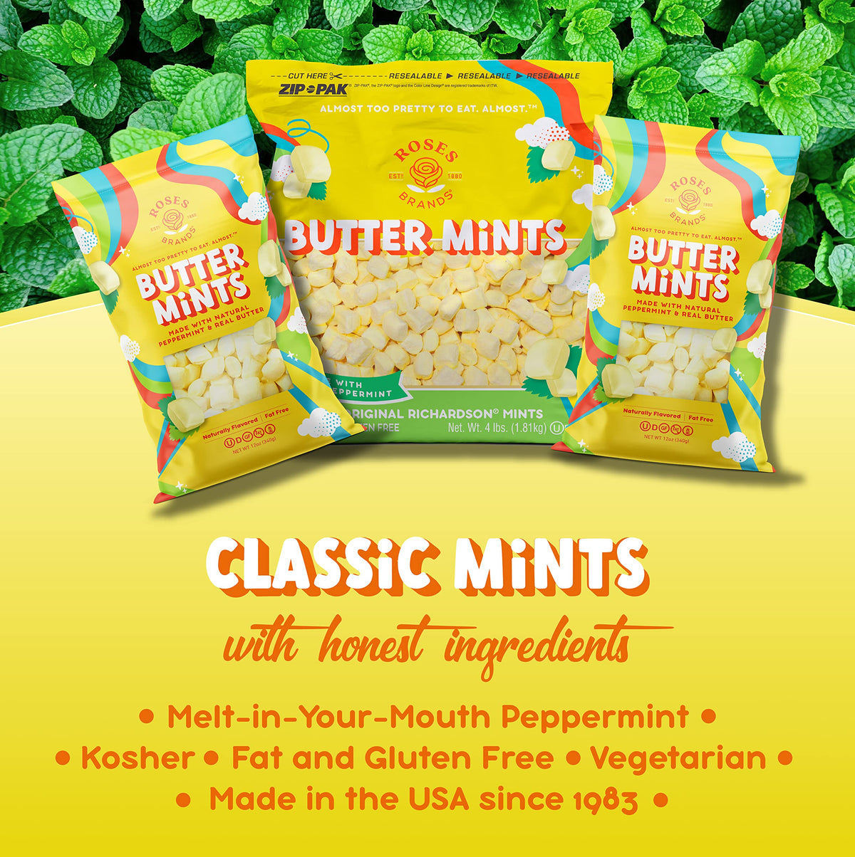 Richardson Roses Brands Butter Mints – 4 lbs (1-Pack) | Kosher, Non-GMO, Gluten-Free