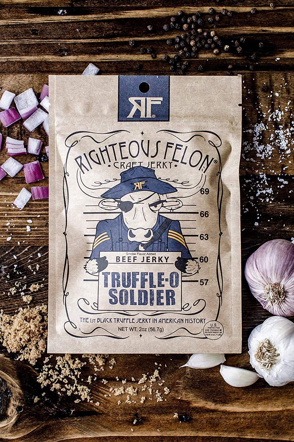 Righteous Felon Beef Jerky - Truffle-O-Soldier | All-Natural, Local, Low-Sugar, High-Protein - 2 oz x3