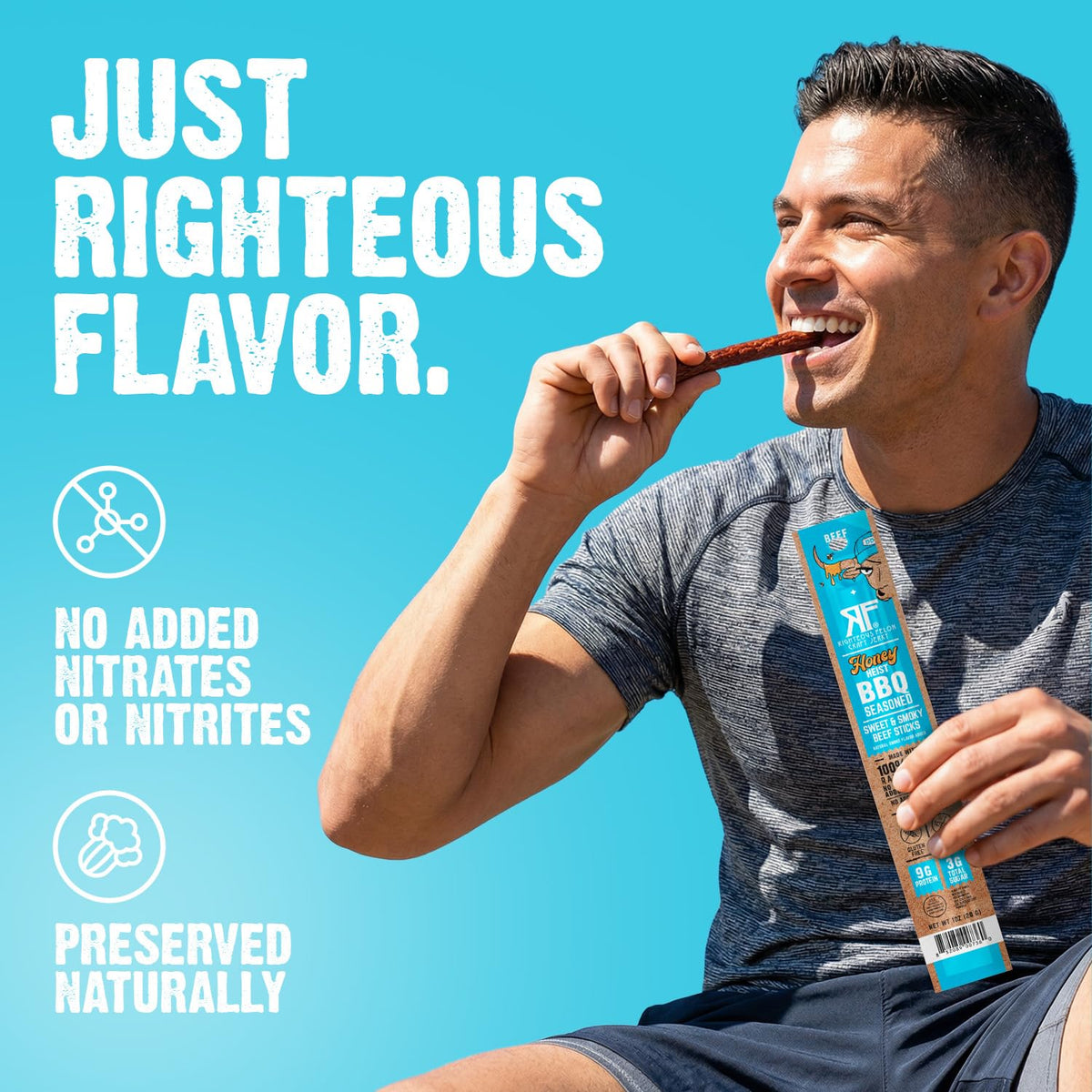 Righteous Felon Meat Sticks – 100% Grass-Fed Beef, 9g Protein per Stick, Honey Heist BBQ | 10 Count