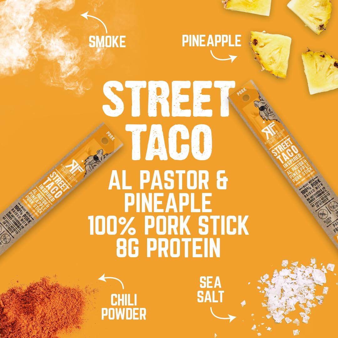 Righteous Felon Mini Meat Sticks – 100% Pork, Street Taco Flavor | Keto, Gluten Free, Low Sugar, High Protein, 24 Count