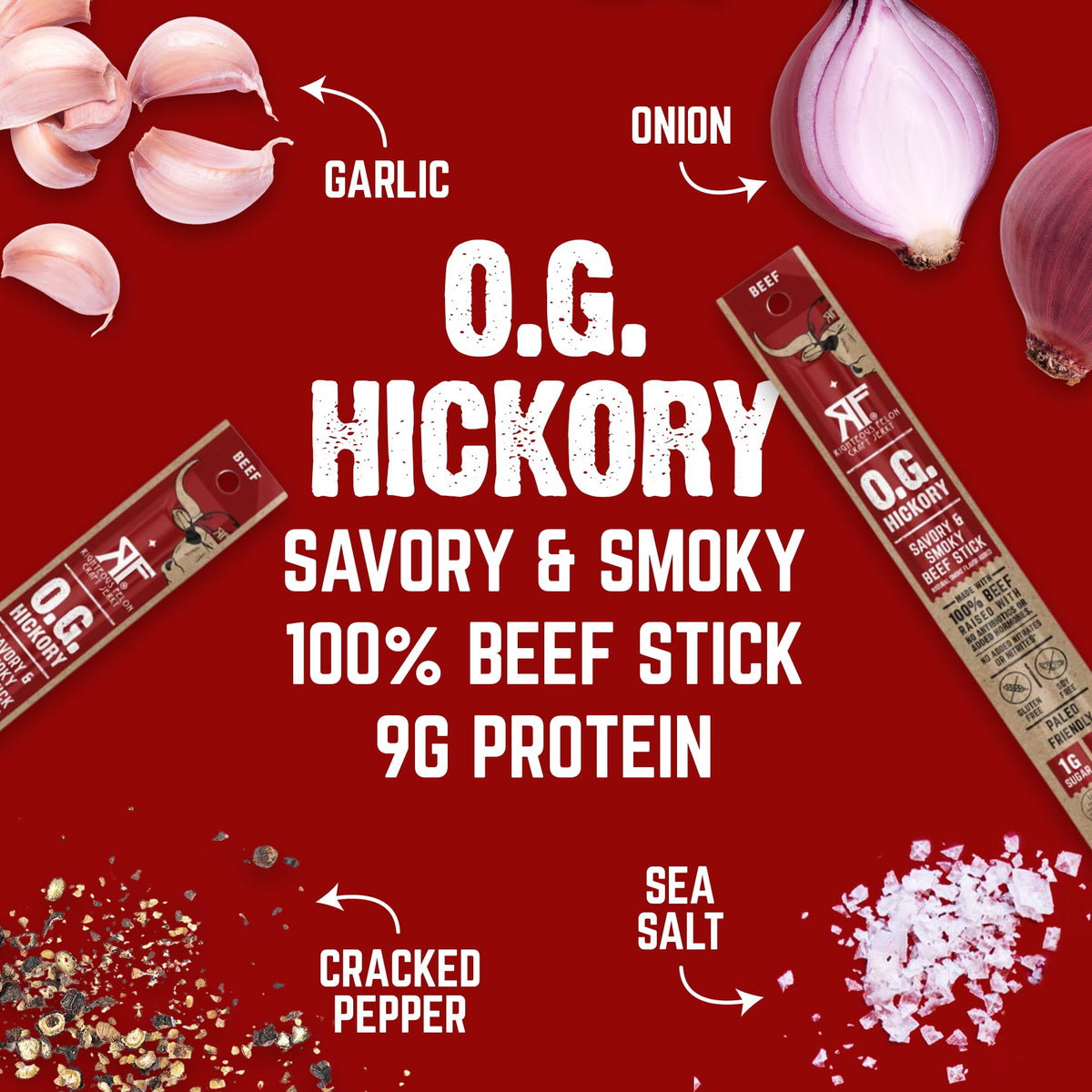 Righteous Felon Mini Meat Sticks – OG Hickory, 24 Count | 100% Grass-Fed Beef, Keto, Gluten-Free