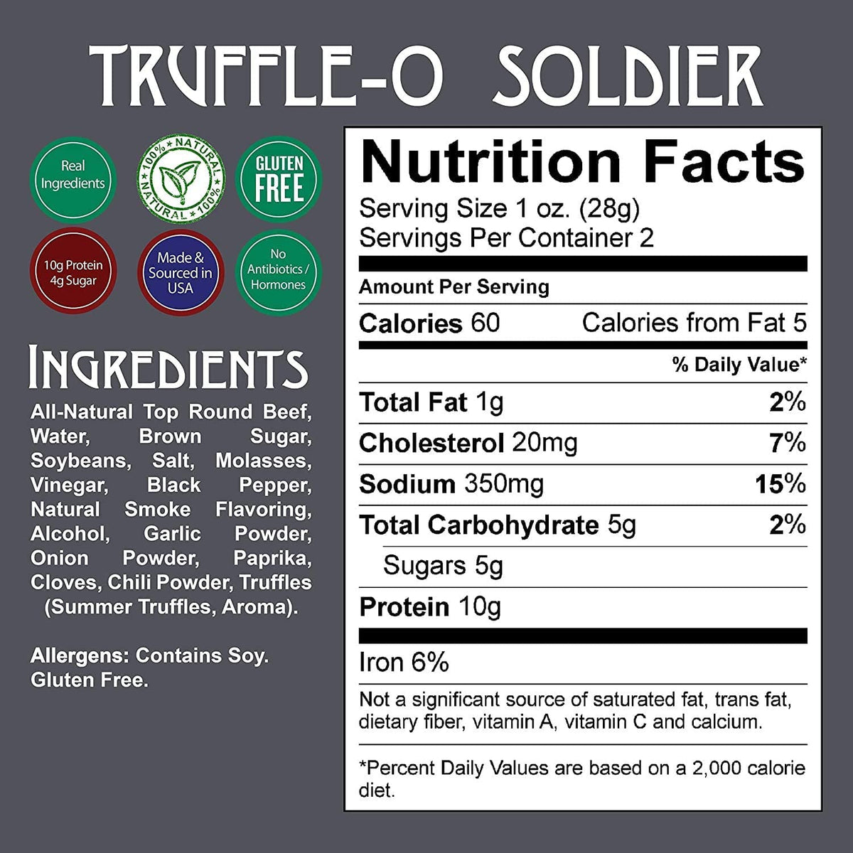 Righteous Felon Beef Jerky - Truffle-O-Soldier | All-Natural, Local, Low-Sugar, High-Protein - 2 oz x3