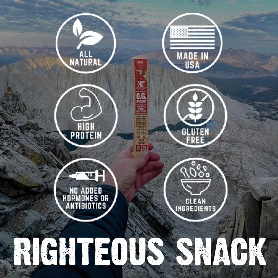 Righteous Felon Variety Meat Sticks | 100% Grass-Fed Beef, Turkey & Pork | 10-Count High-Protein Snack Pack