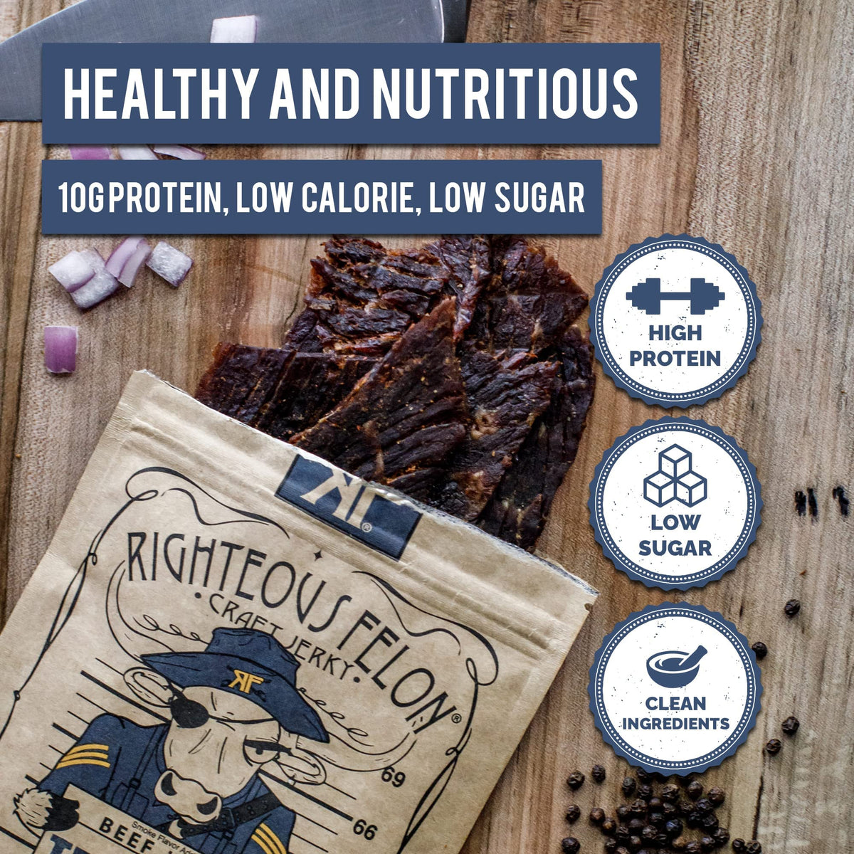 Righteous Felon Beef Jerky - Truffle-O-Soldier | All-Natural, Local, Low-Sugar, High-Protein - 2 oz x3