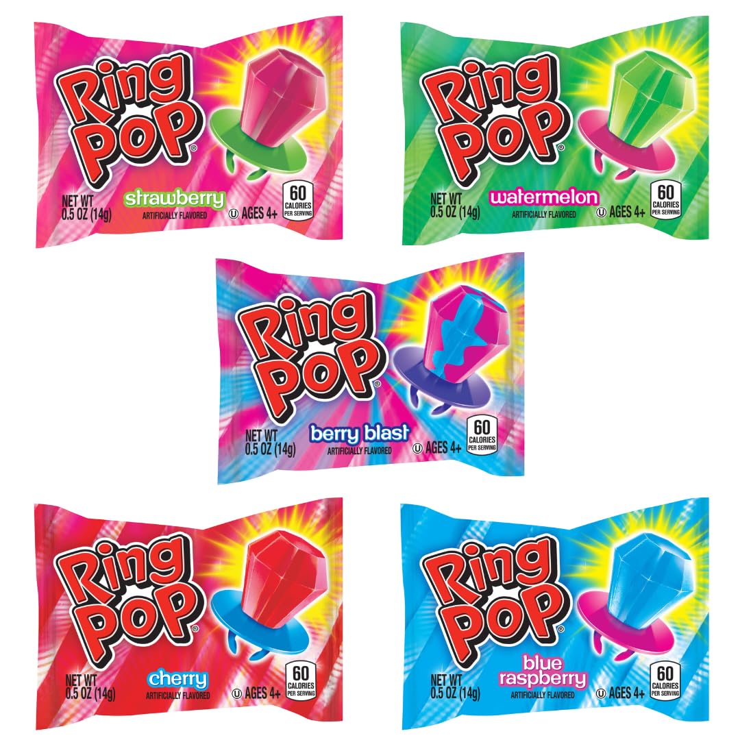 Ring Pop Lollipops Bulk 24-Count Variety Pack – Assorted Flavors