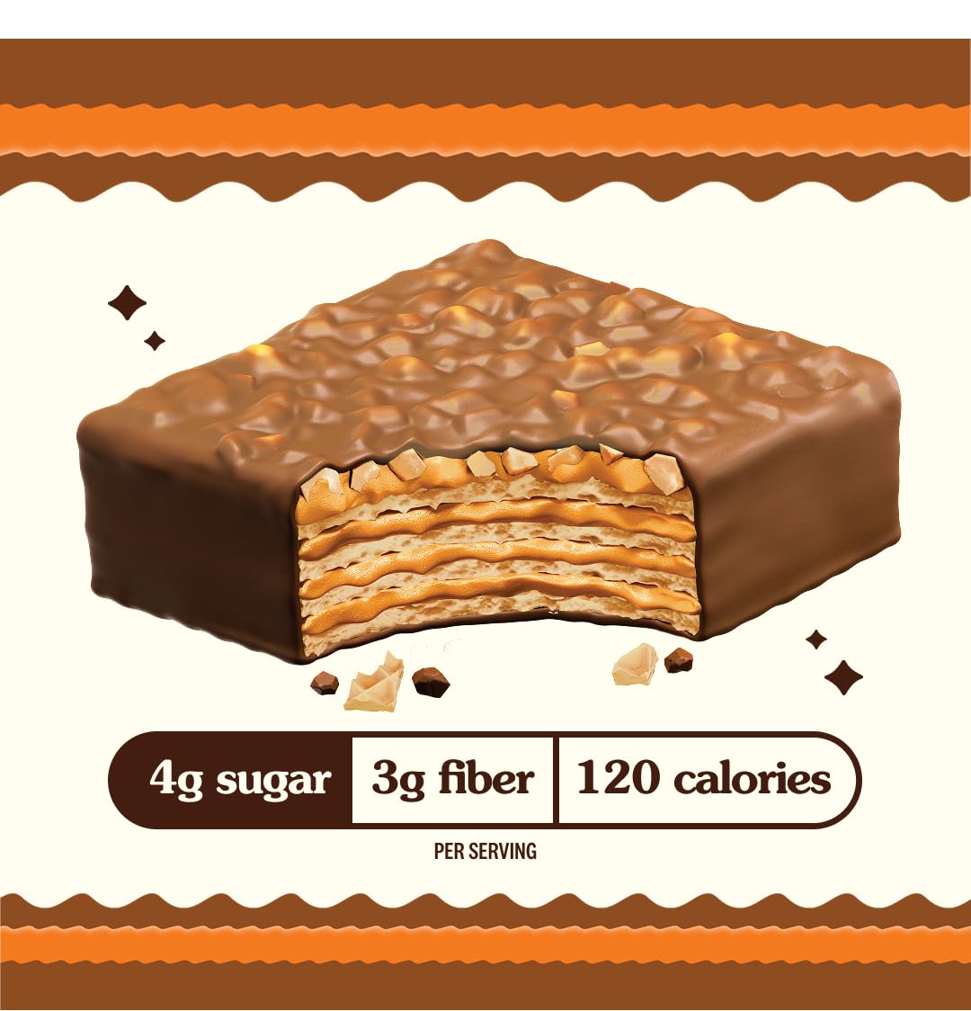 Rip Van Nutty Crunch Milk Chocolate Peanut Butter Wafer – Crispy Snack, Low Sugar, 120 Calories, Individually Wrapped (16 Count)