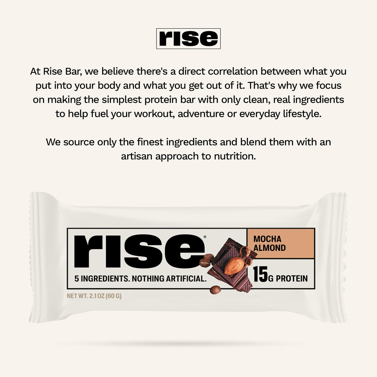 Rise Mocha Almond Whey Protein Bars | 15g Protein, 5 Ingredients, Gluten Free