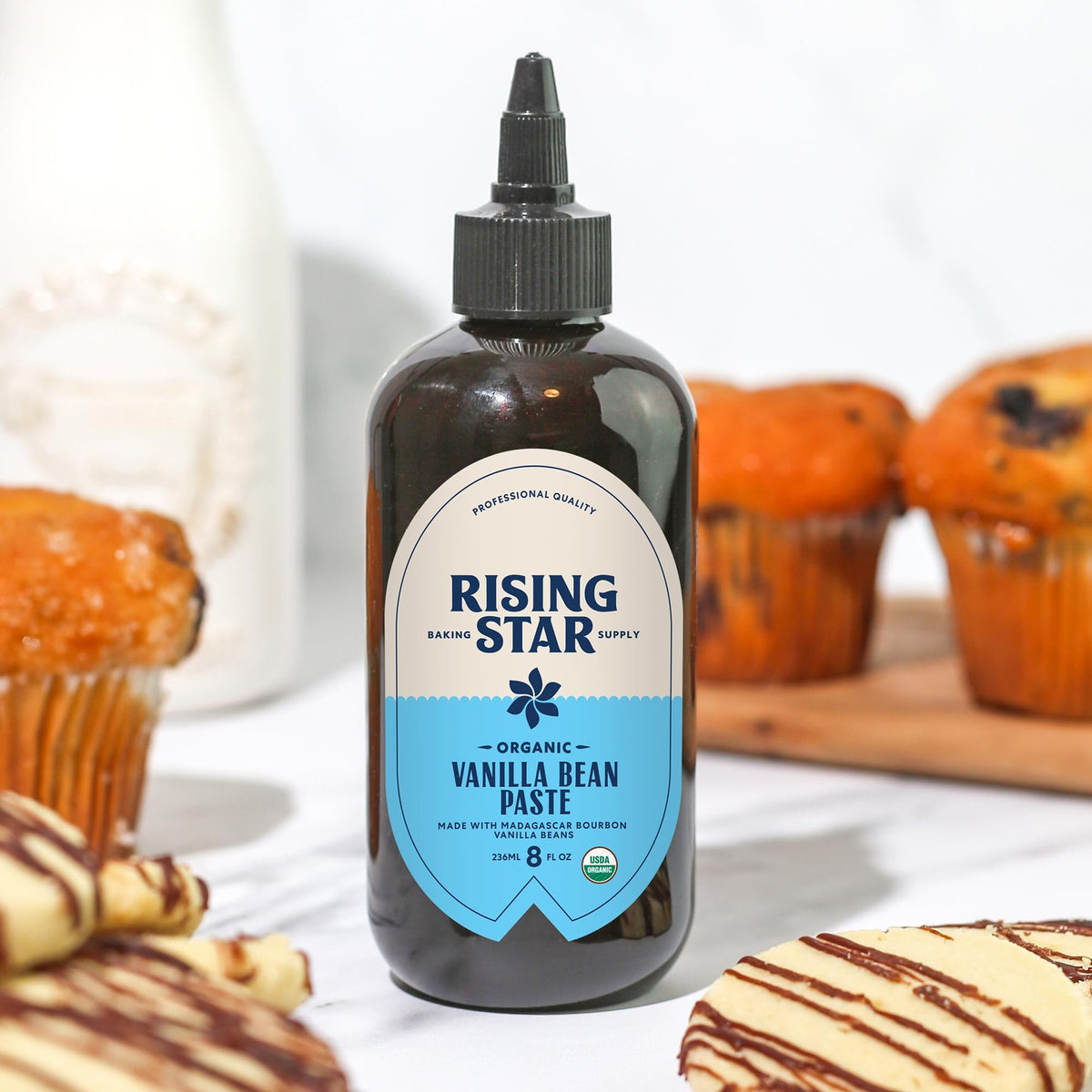 Rising Star Organic Vanilla Bean Paste, 8 oz (2 ct) – Madagascar Bourbon, Non-GMO, Vegan, Gluten-Free, Kosher