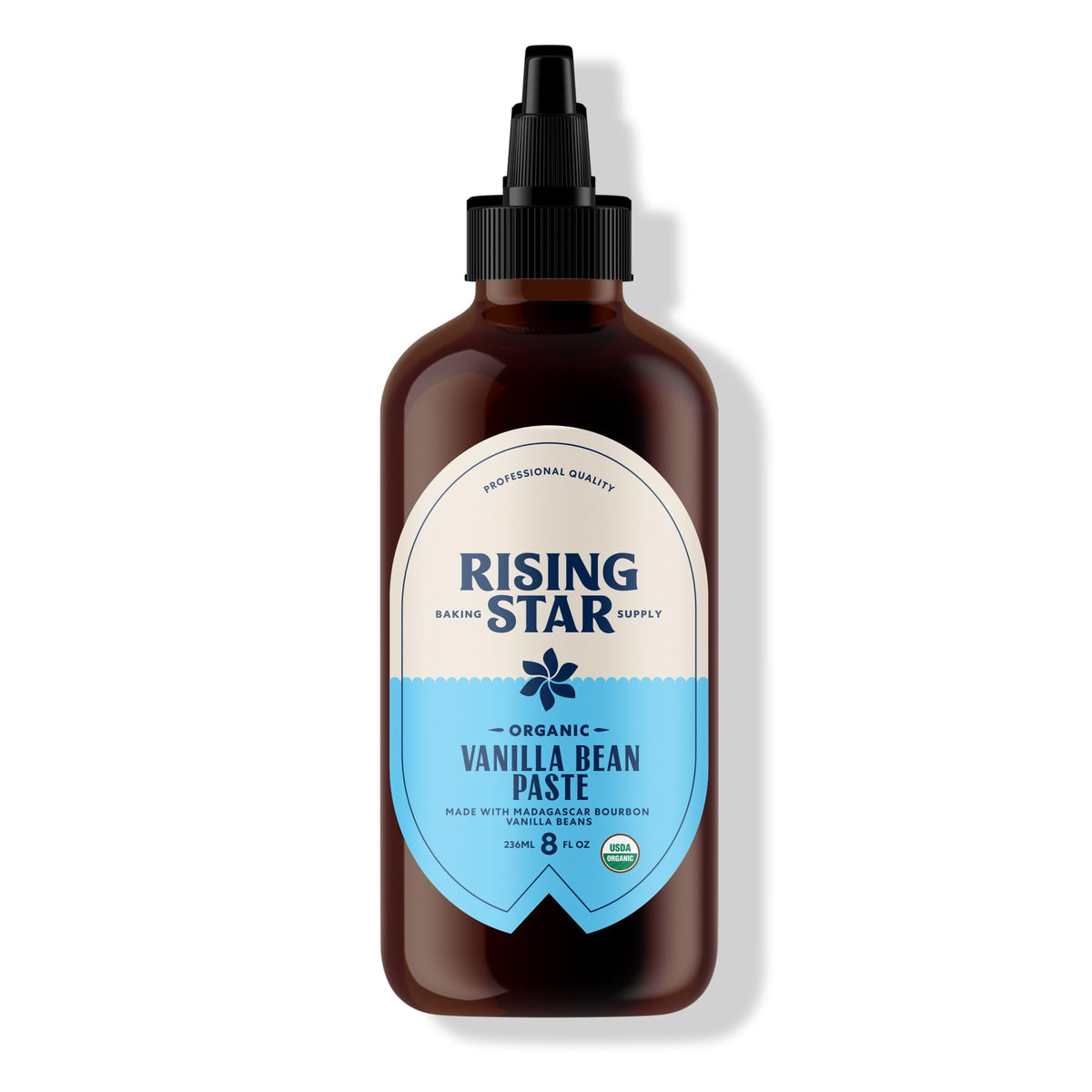 Rising Star Organic Vanilla Bean Paste – 8 oz (1 Ct) | 1:1 Vanilla Extract Substitute, Non-GMO, Vegan, Gluten-Free