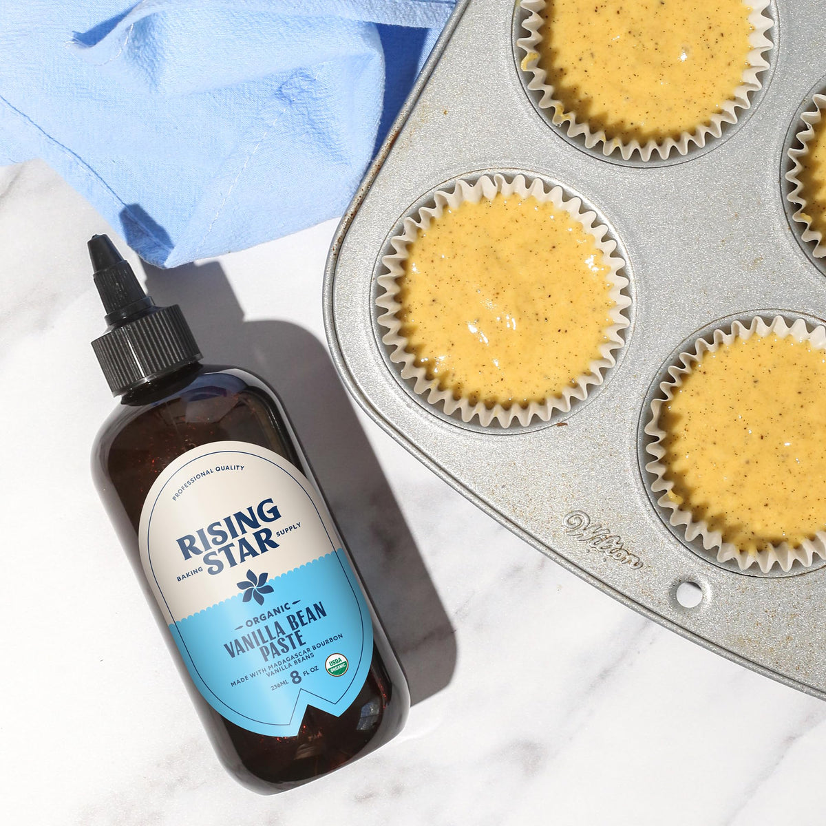 Rising Star Organic Vanilla Bean Paste – 8 oz (1 Ct) | 1:1 Vanilla Extract Substitute, Non-GMO, Vegan, Gluten-Free