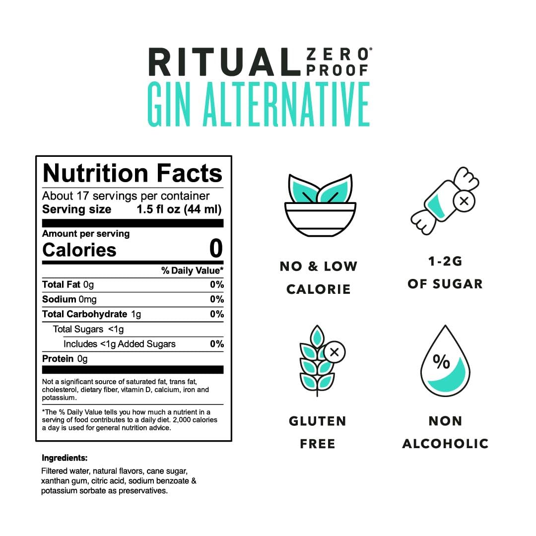 Ritual Zero-Proof Non-Alcoholic Gin – 750ml | Alcohol-Free Cocktail Alternative