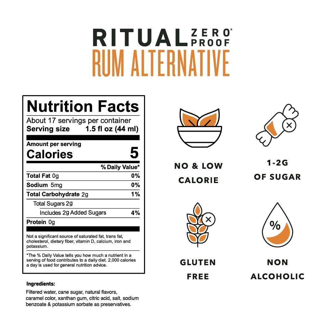 Ritual Zero Proof Non-Alcoholic Rum - 750ml | Alcohol-Free Rum for Cocktails