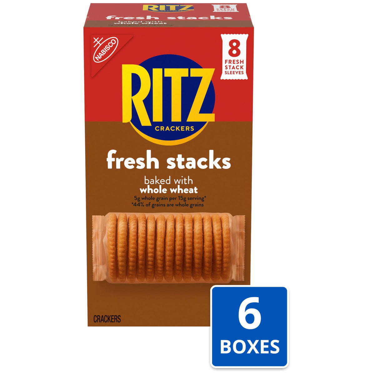RITZ Fresh Stacks Whole Wheat Crackers – 6 Boxes, 48 Snack Packs