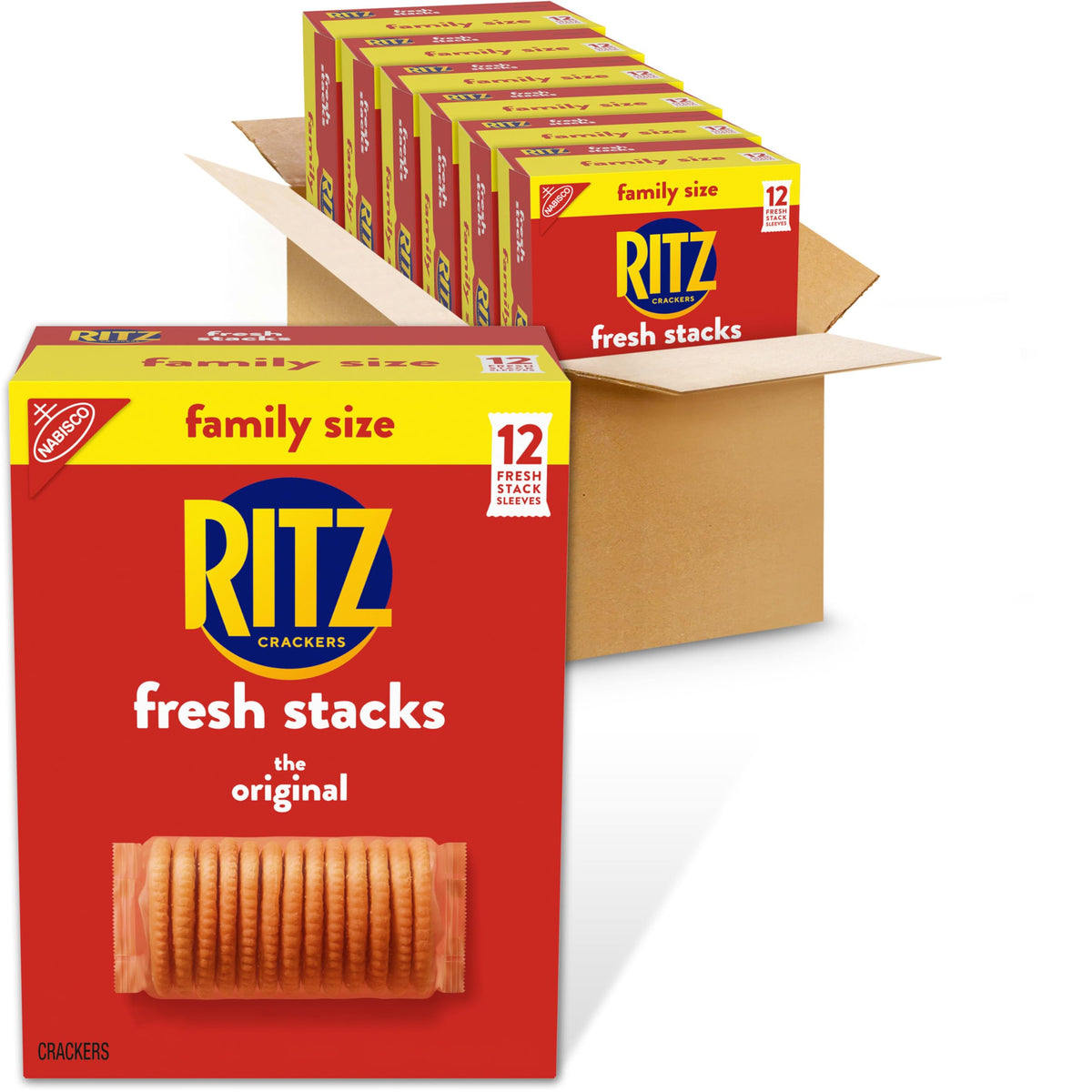 RITZ Fresh Stacks Original Crackers – Bulk Family Size, 6 Boxes, 72 Snack Packs