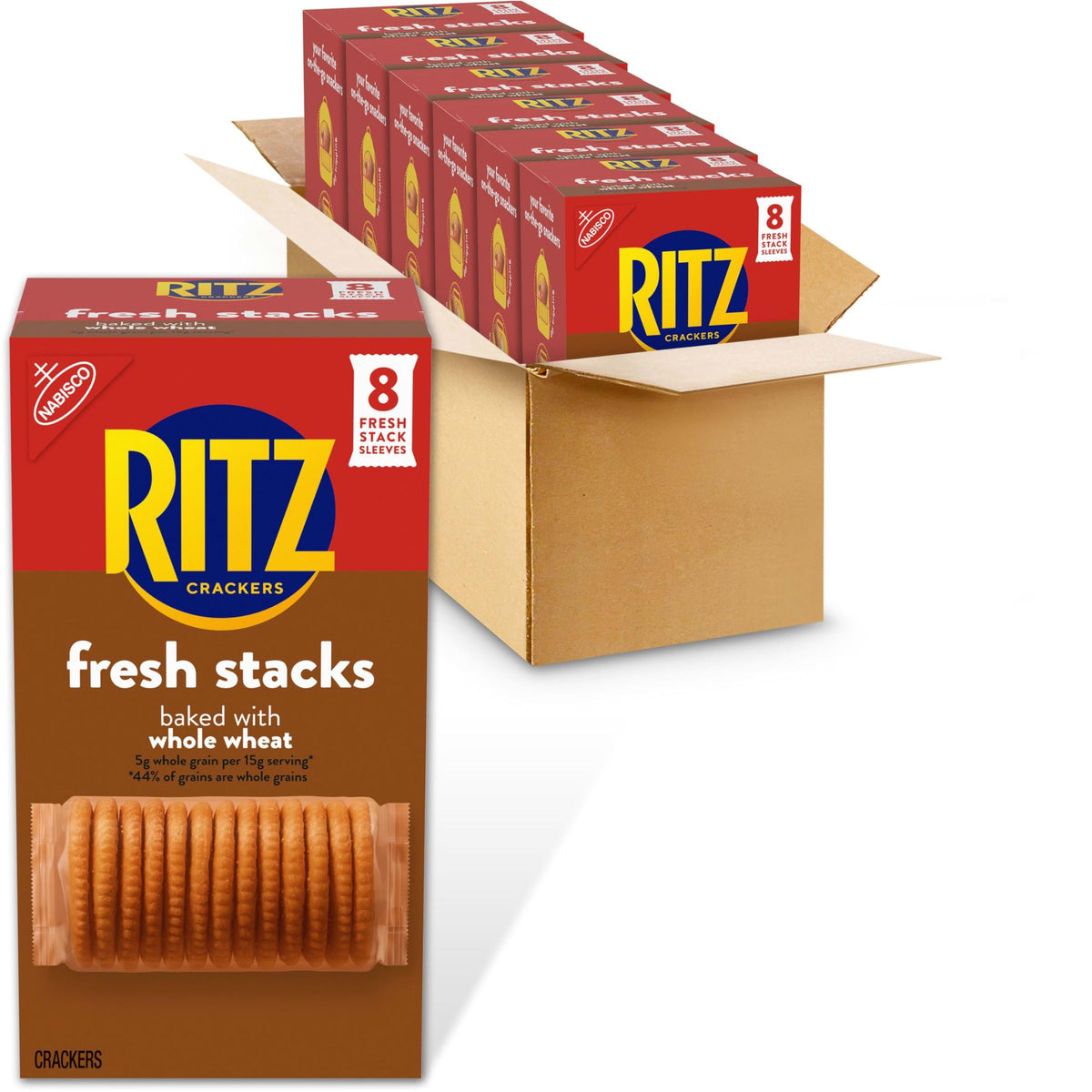 RITZ Fresh Stacks Whole Wheat Crackers – 6 Boxes, 48 Snack Packs