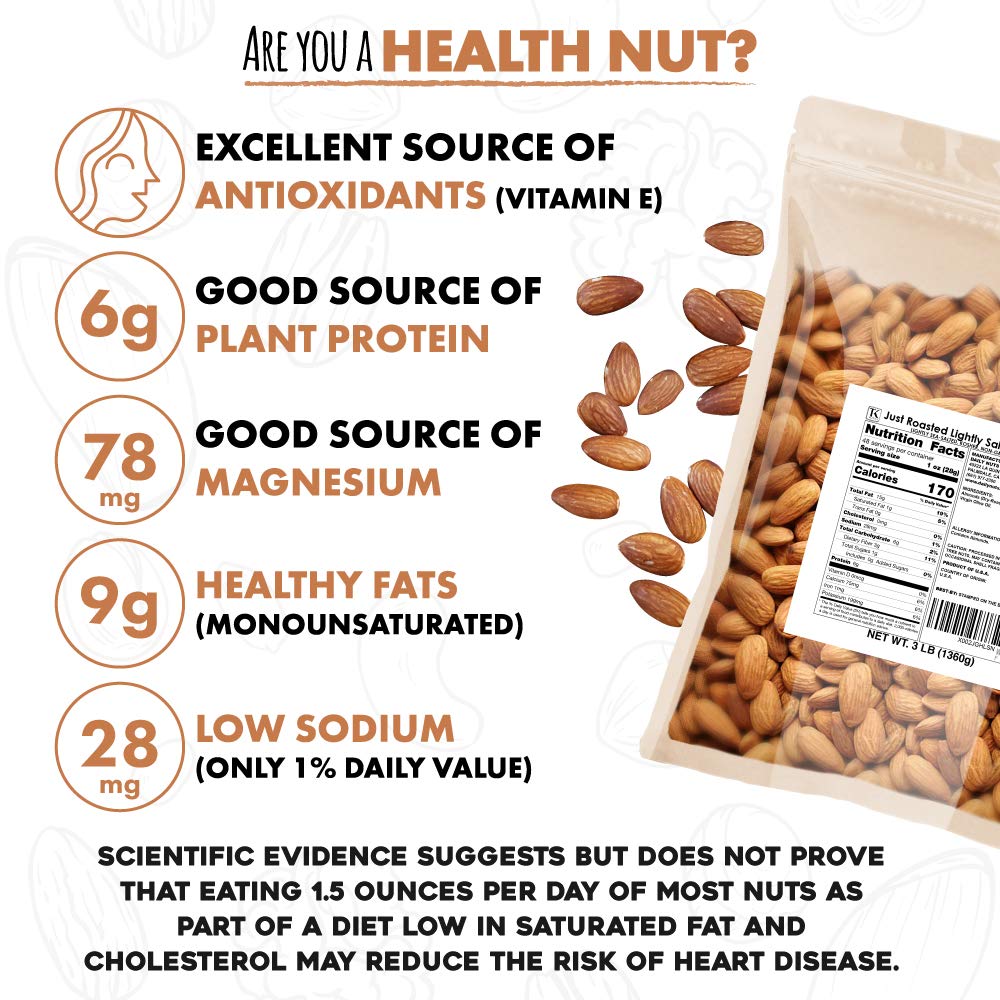 Roastery Coast Just Roasted Almonds | 3 lb Bulk Nuts – Keto Snack, Low Sodium, Non-GMO