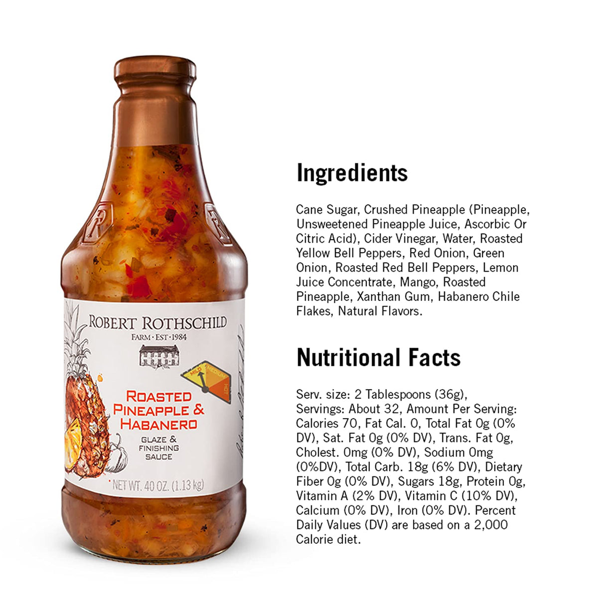 Robert Rothschild Farm Roasted Pineapple & Habanero Gourmet Glaze – 40 oz