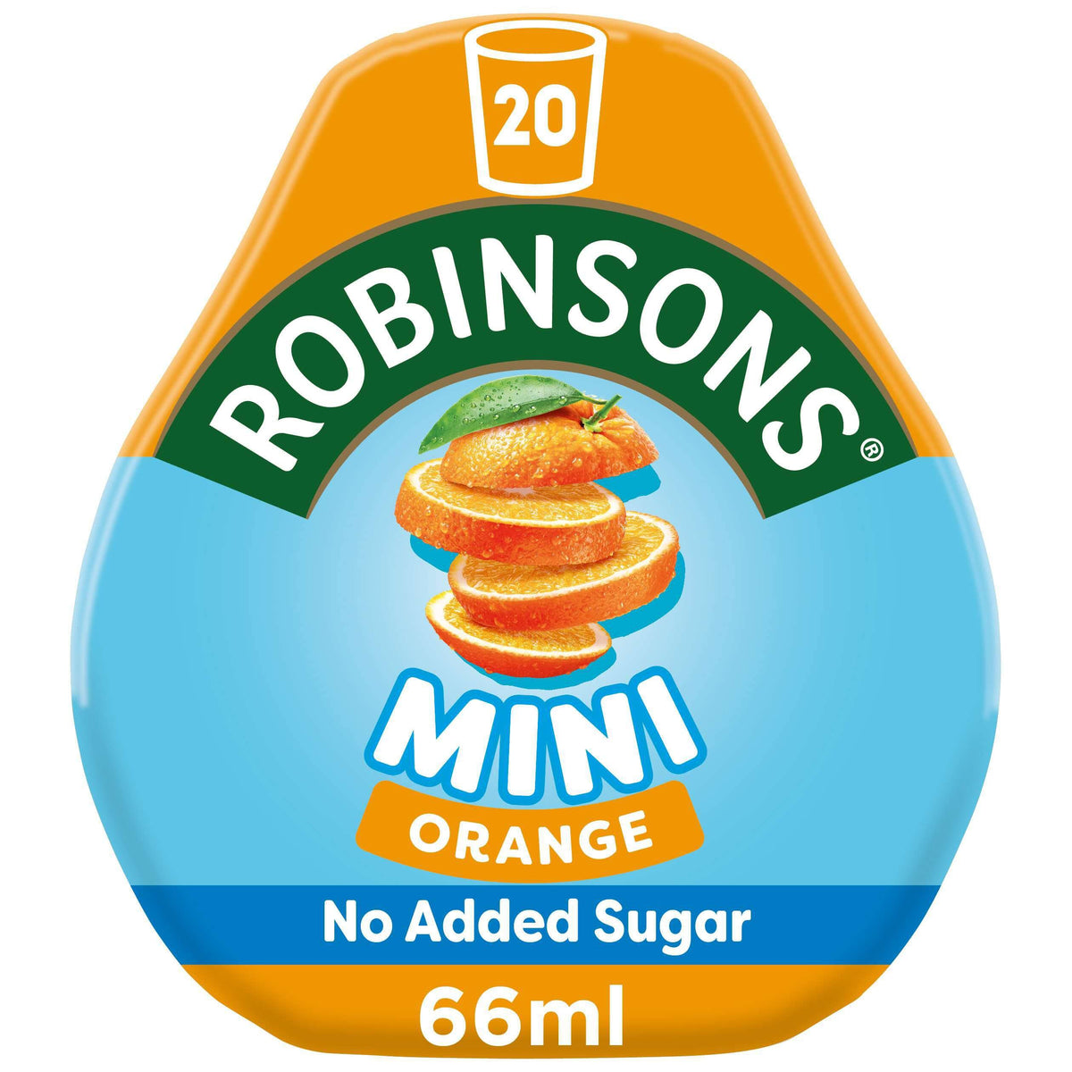 Robinsons Mini Orange Squash – No Added Sugar, Low Calorie, 66ml Pouches (Pack of 6)