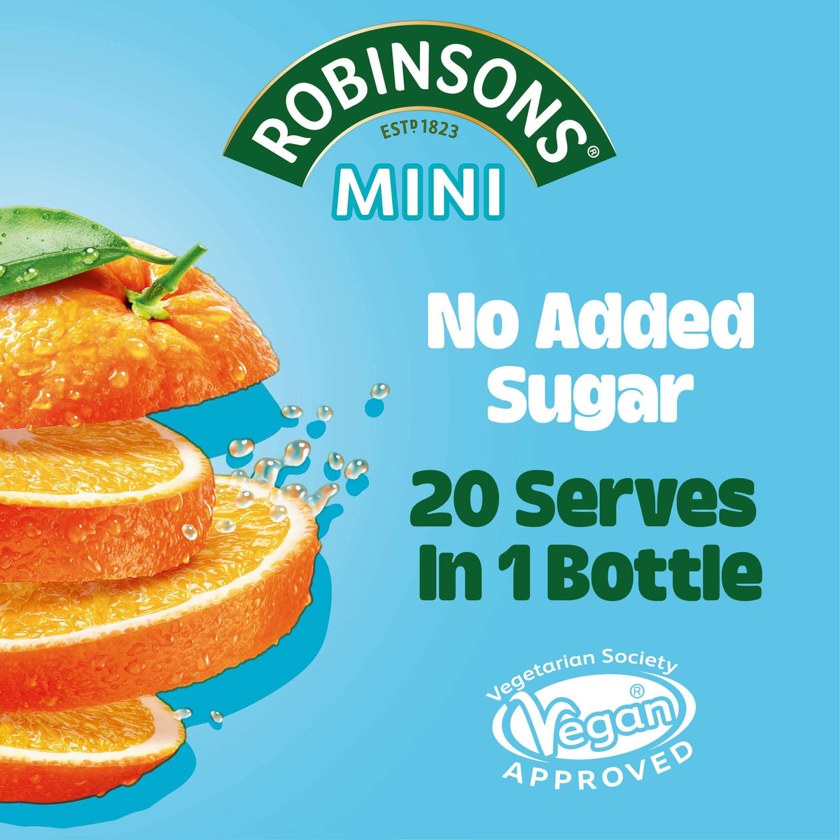 Robinsons Mini Orange Squash – No Added Sugar, Low Calorie, 66ml Pouches (Pack of 6)