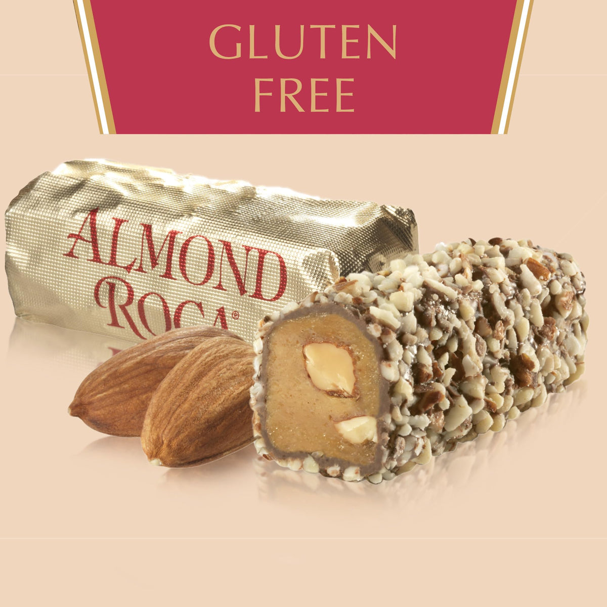 Roca Almond Buttercrunch Toffee Canister – Original Almonds, 42oz, Gluten Free & Kosher, Individually Wrapped