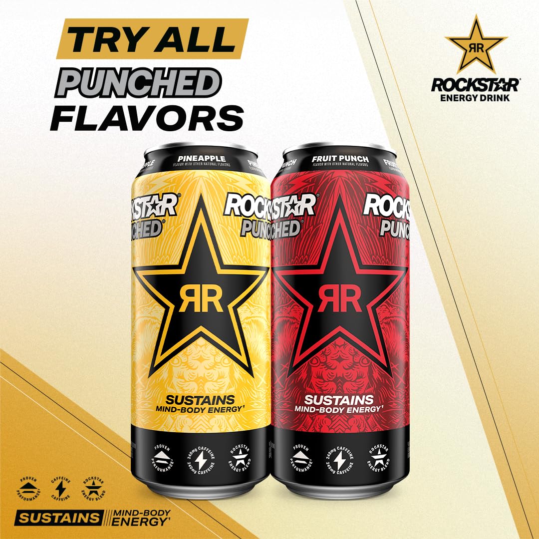 Rockstar Punched Pineapple Energy Drink – 16oz Cans (12-Pack) | Rockstar Energy