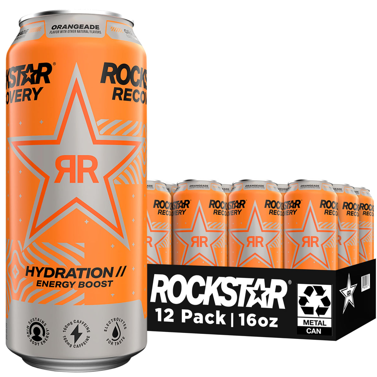 Rockstar Recovery Orange Energy Drink – 12 Pack, 16 Fl Oz Cans