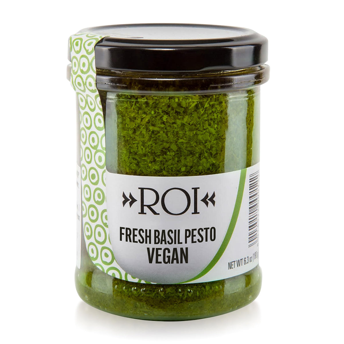 ROI Vegan Pesto Sauce — Genovese DOP Basil, Ligurian EVOO, Gluten Free & Keto Friendly, Non-GMO Italian Pesto (6.3 oz)