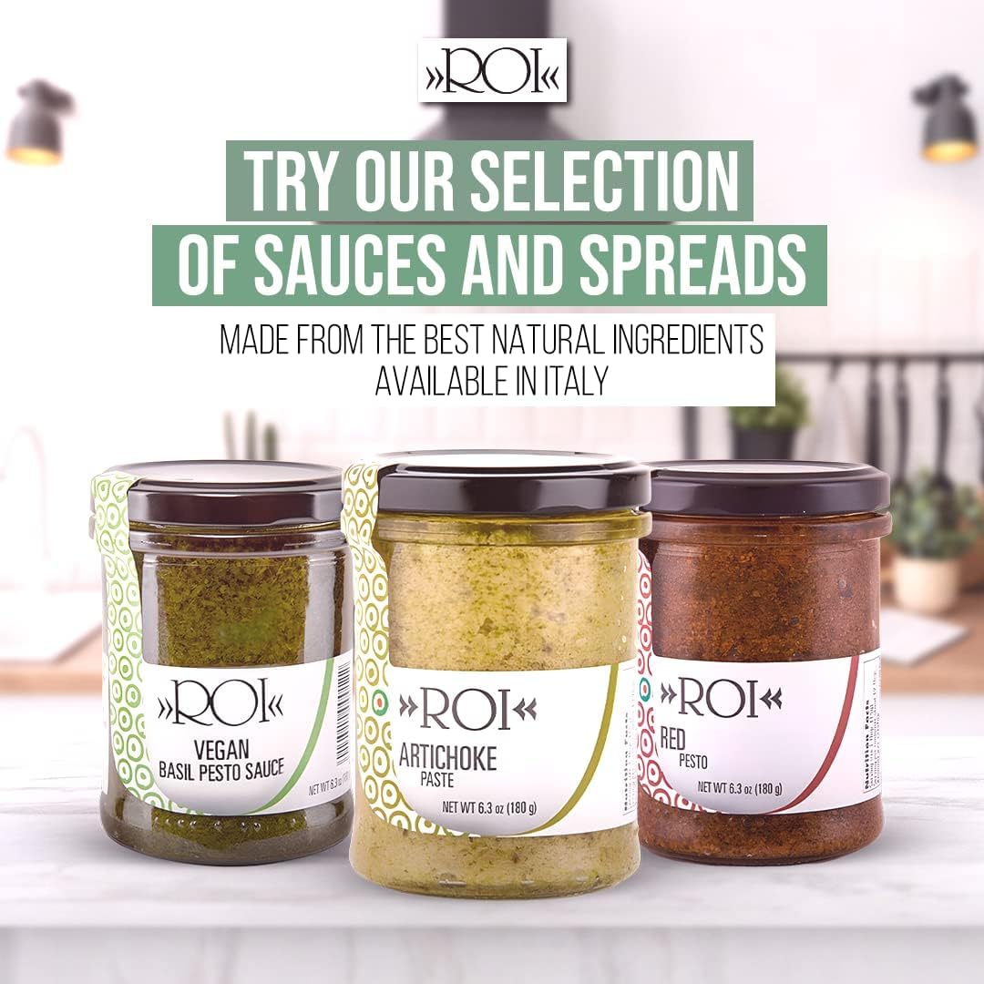 ROI Vegan Pesto Sauce — Genovese DOP Basil, Ligurian EVOO, Gluten Free & Keto Friendly, Non-GMO Italian Pesto (6.3 oz)