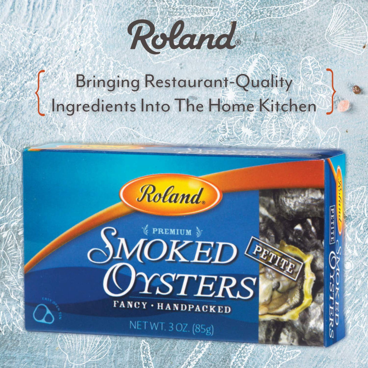 Roland Foods Petite Premium Smoked Oysters in Oil – Wild Caught, 3 oz Tin, Pack of 10