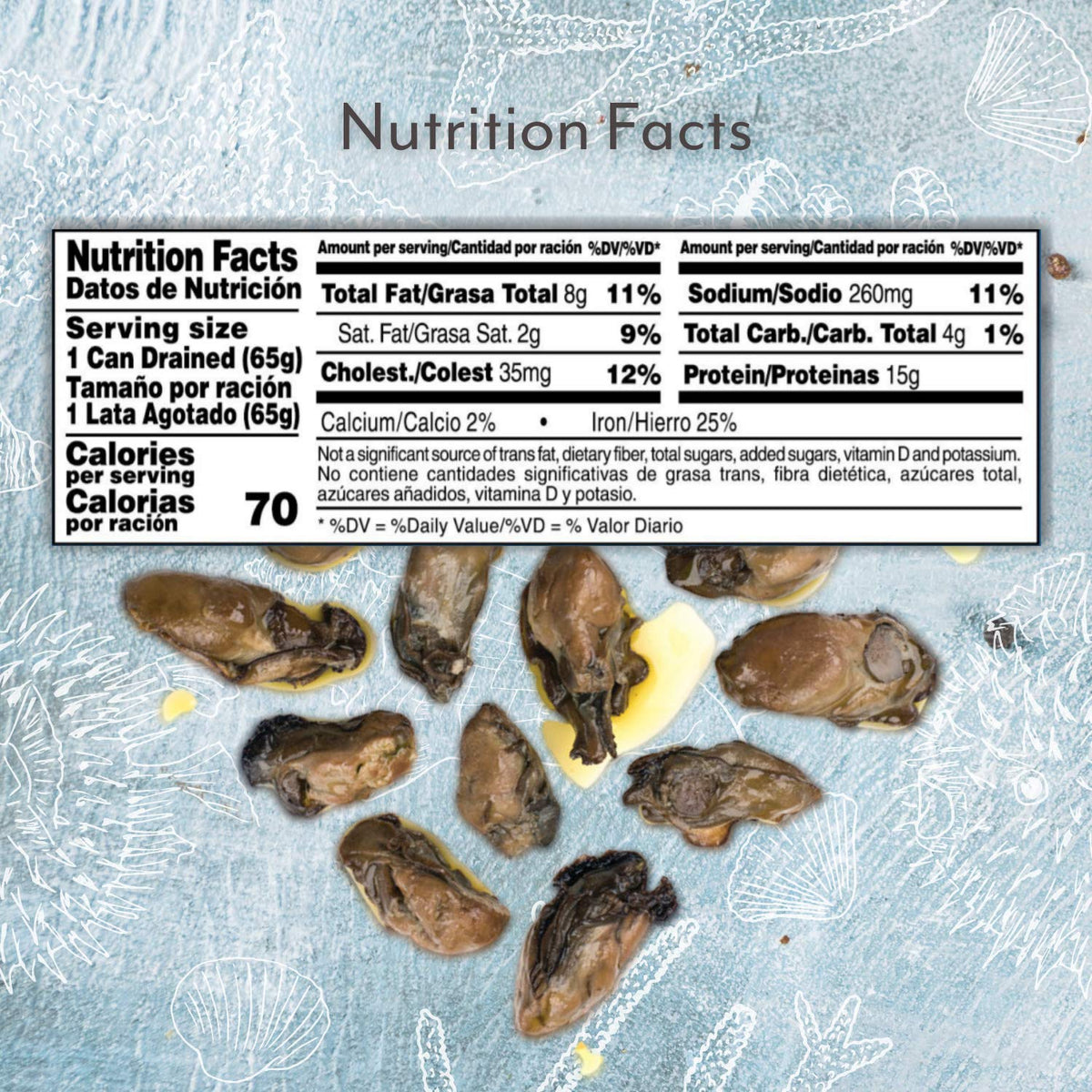 Roland Foods Petite Premium Smoked Oysters in Oil – Wild Caught, 3 oz Tin, Pack of 10