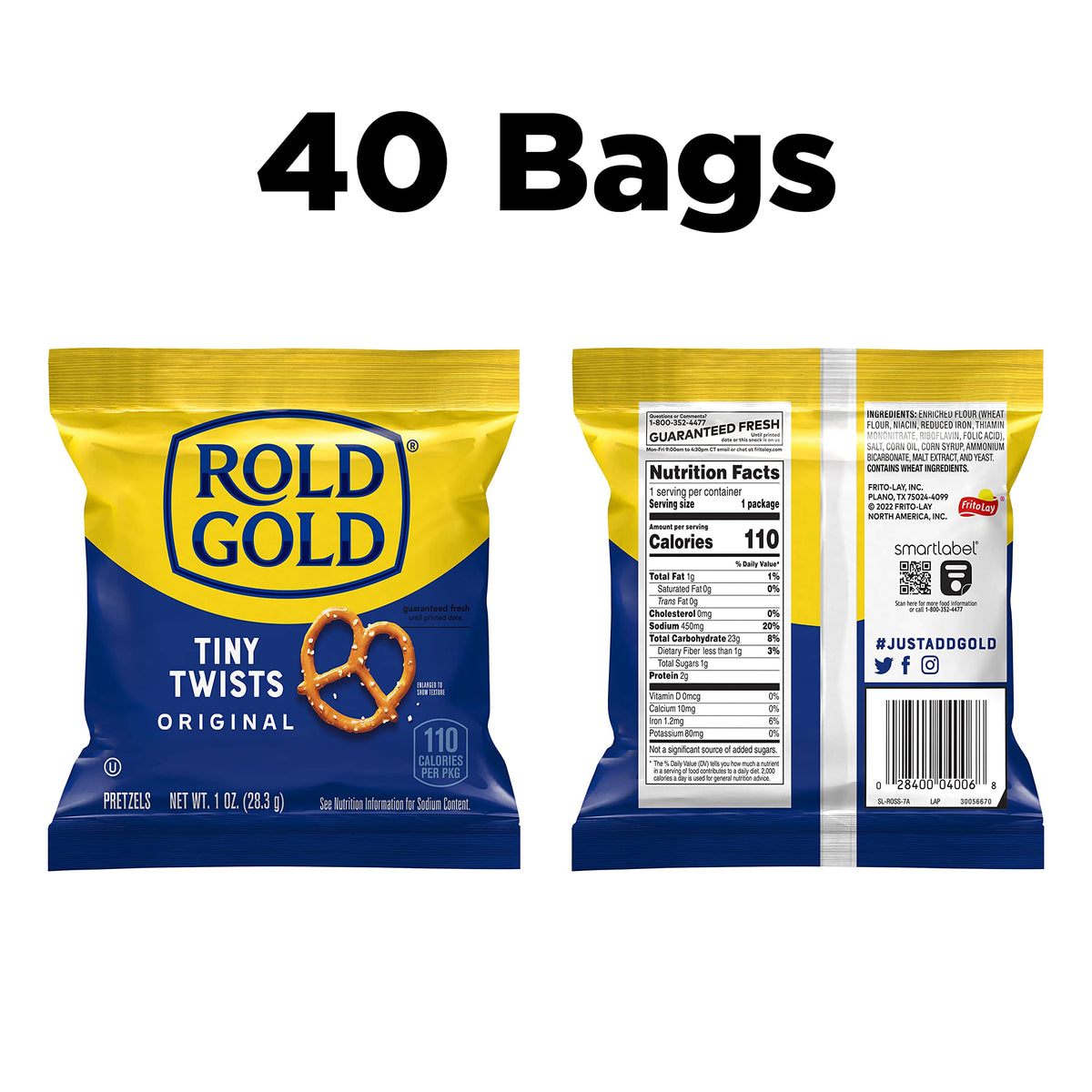 Rold Gold Tiny Twists Pretzels, 1 Oz Pack of 40 — Baked Crunch in Convenient Singles