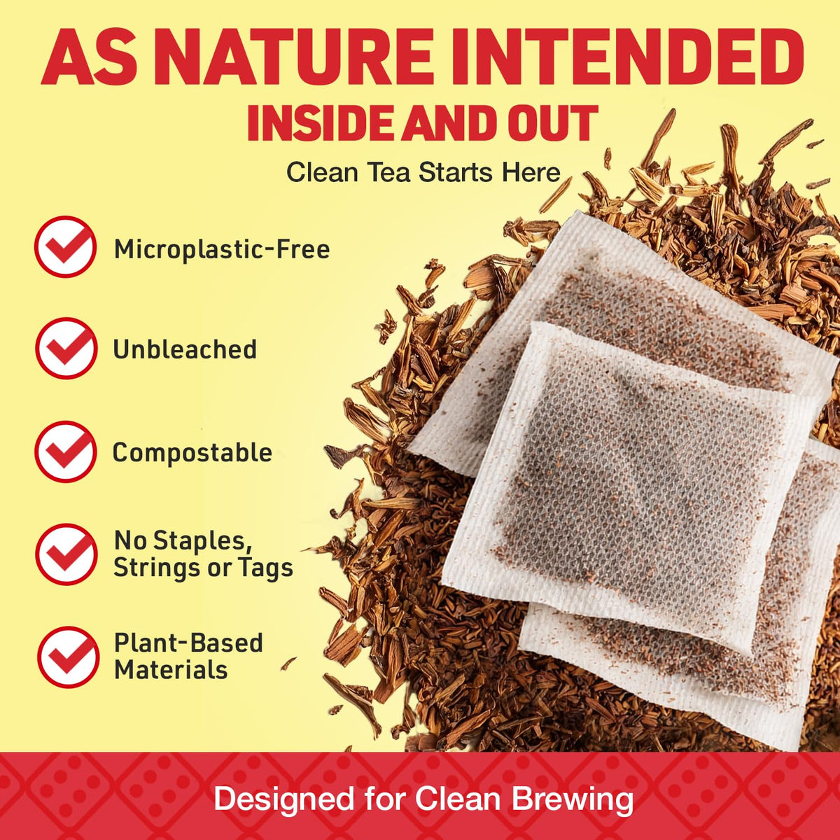 Rooibos Rocks Organic Red Rooibos Tea Bags – Caffeine Free, 100 Count