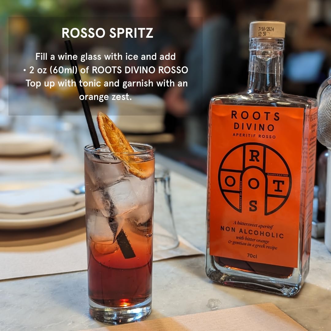 Roots Divino Rosso Non-Alcoholic Vermouth | Greek Handcrafted Zero-Proof Aperitif (700ml)