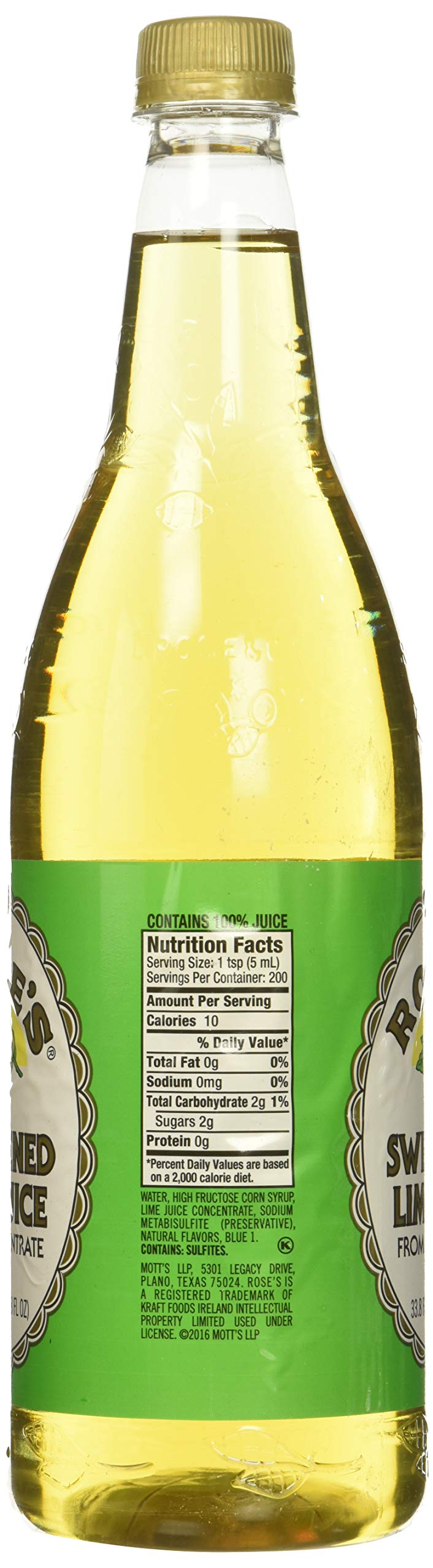 Rose's Sweetened Lime Juice – 1 L Bottle, Pack of 2 | Real Lime Flavor Mixer