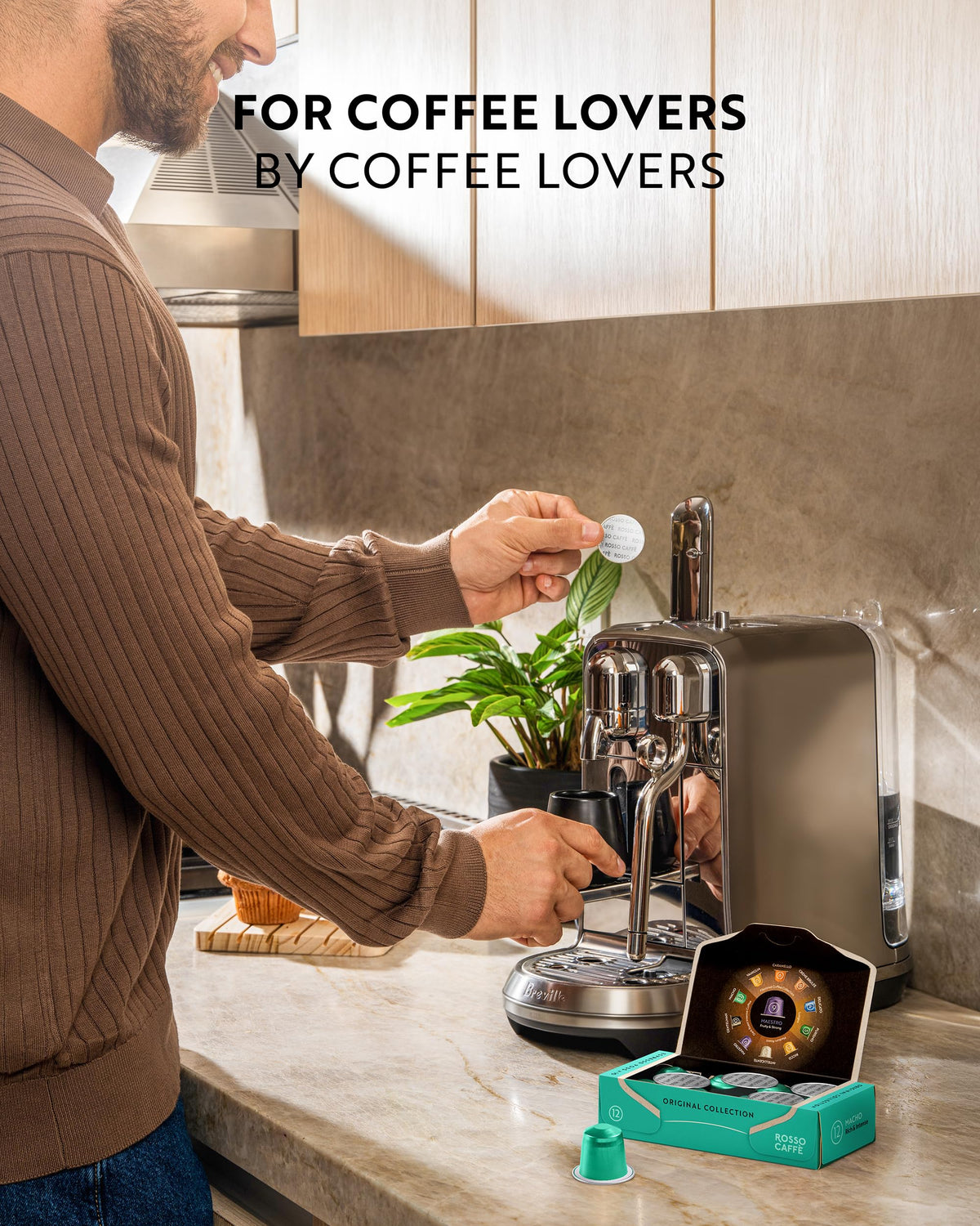 Rosso Caffè 60 Espresso Pods for Nespresso Original Machines – 3 Rich, Intense Dark Flavors