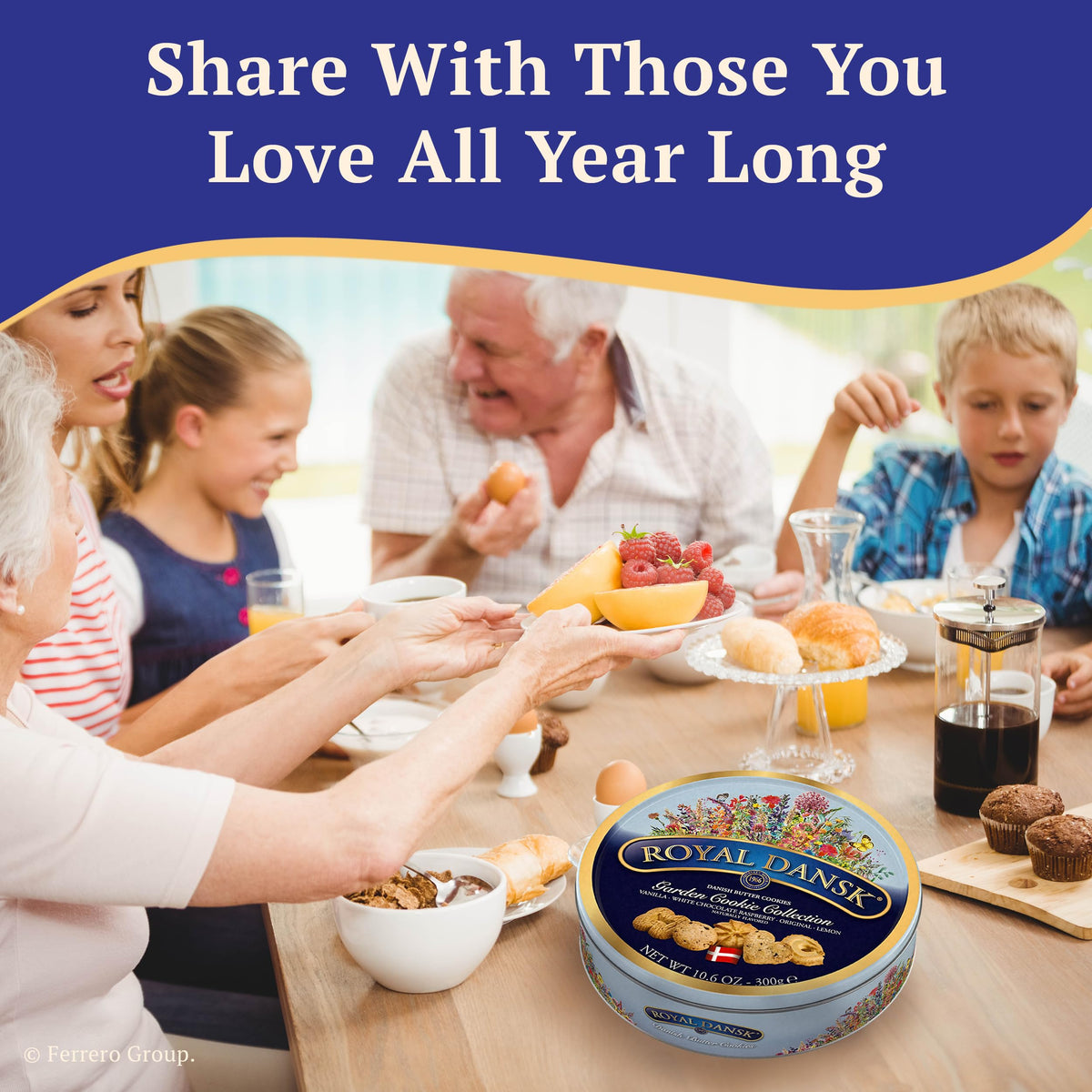 Royal Dansk Garden Cookie Collection & Danish Butter Cookies – 4-Pack Tin Set
