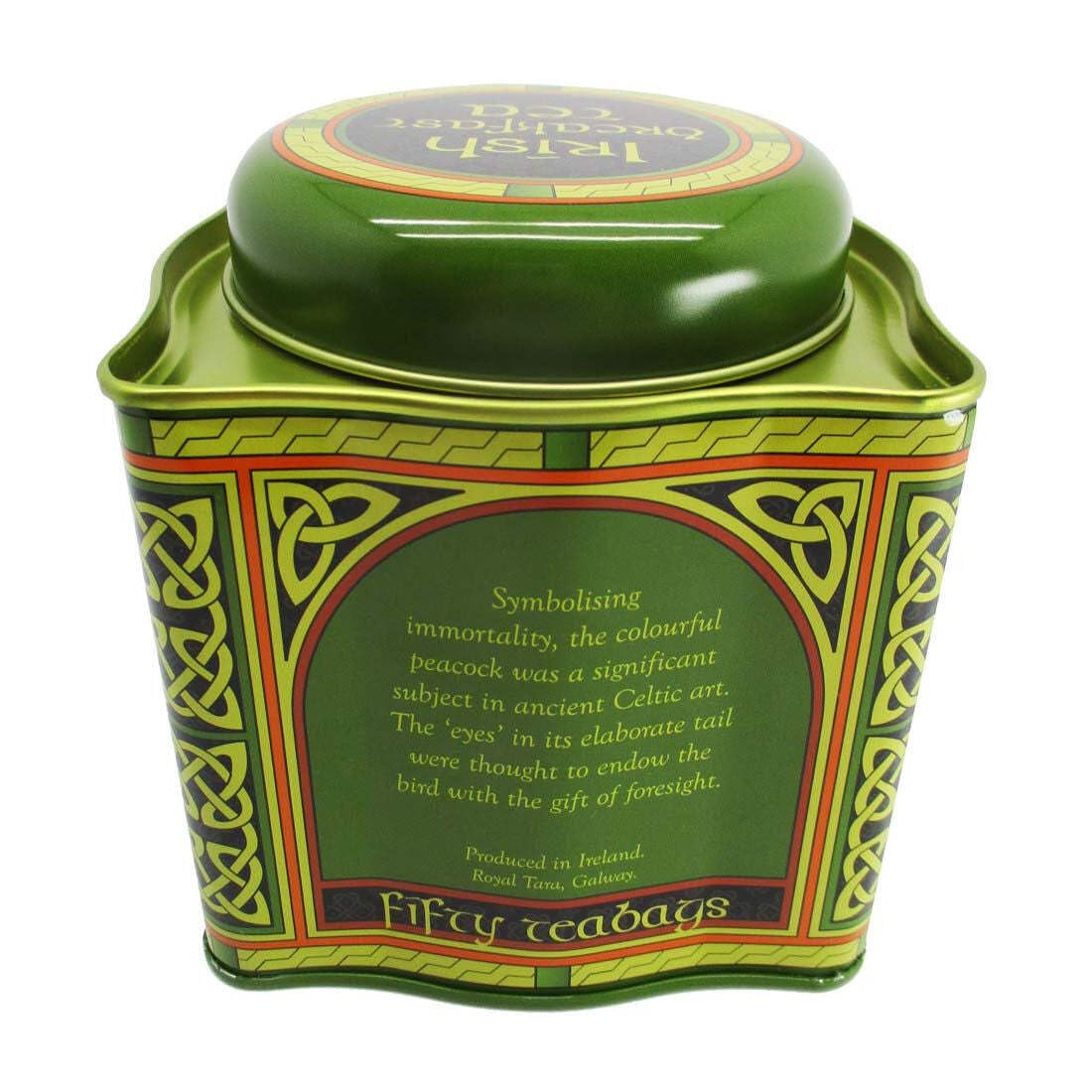 Royal Tara Irish Breakfast Tea – Celtic Peacock Tin (50 Count)