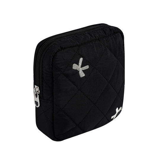 RSRSLEII Mini Quilted Makeup Pouch for Purse, 08Black Bow